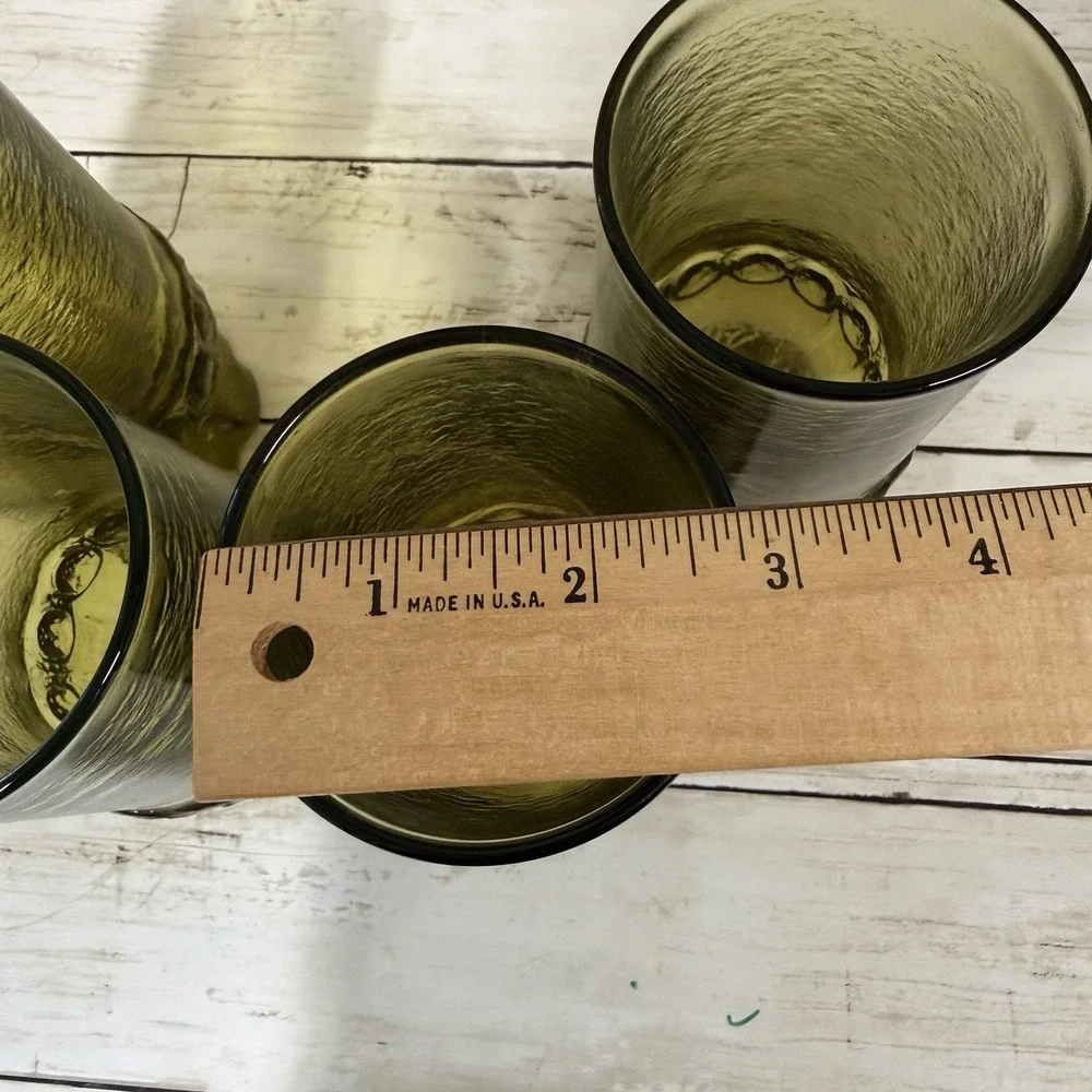 4 Vintage Tiffin Franciscan Madeira Pedestal Goblets Green Uranium Glasses